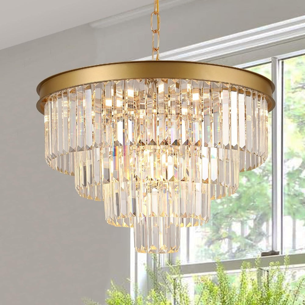 Cugimak Modern LED Decorative Luxury Pendant Light Crystal Metal Black/Gold Ring Bedroom/Living Room