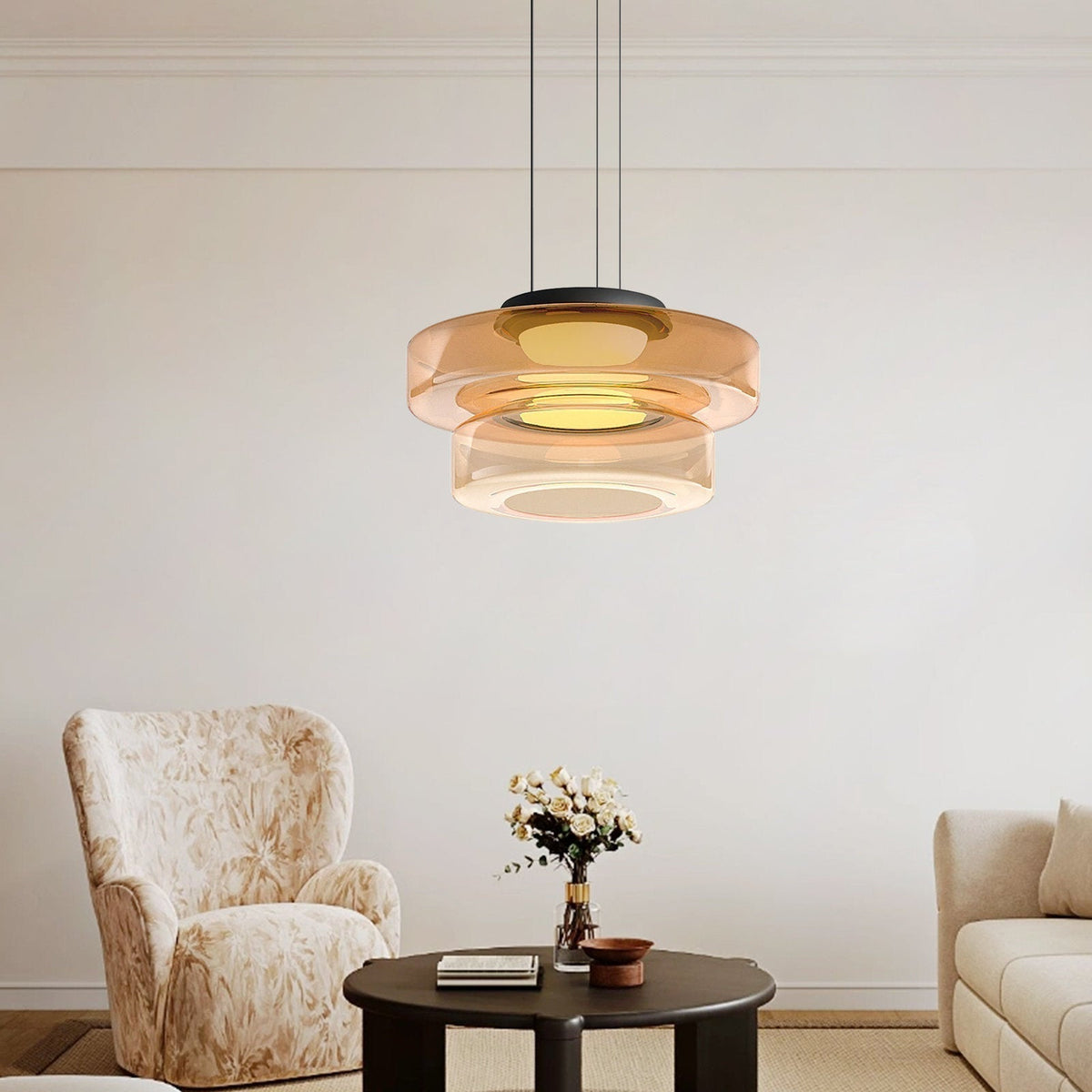 Vemoget Glass Pendant Light Multi-tiered Structure