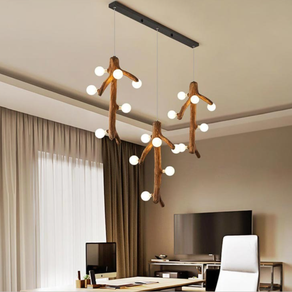 Comonar Nordic LED Chandelier Wood Living Dining Room Bedroom