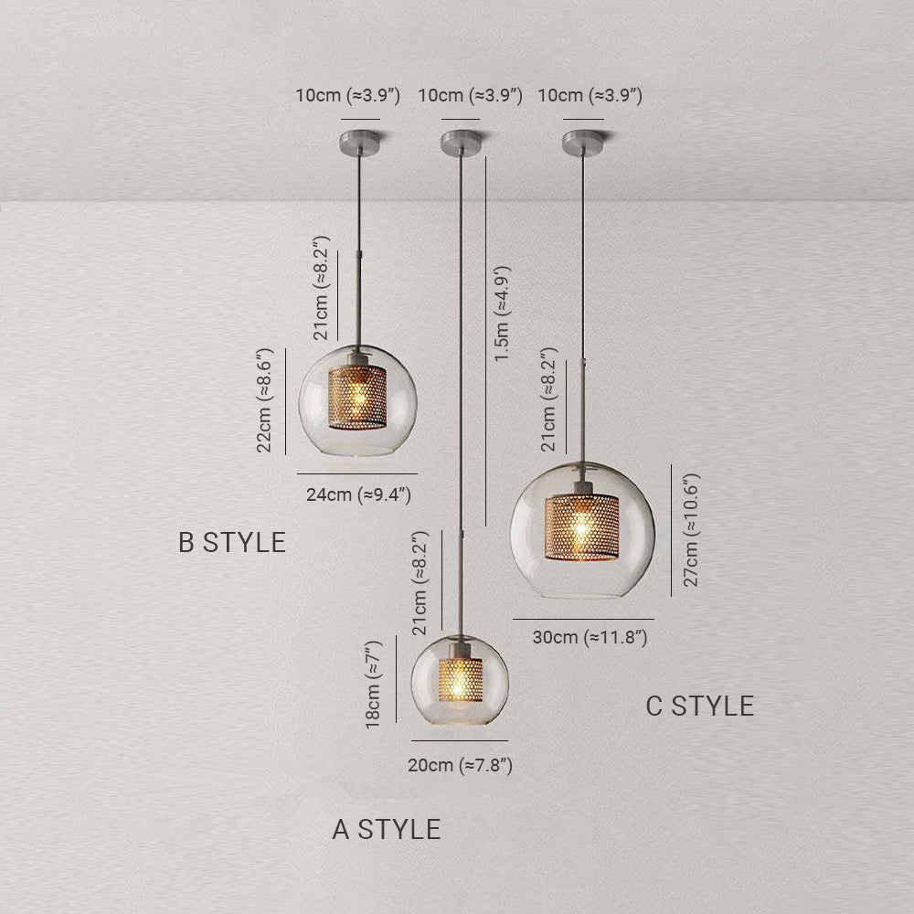 Nerel Contemporary Golden Pendant Light, Glass, Globe/Cylindric-Neutral Decor