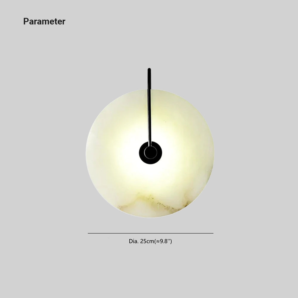Simidal Round Bedside Wall Light, Artificial Marble, Gold & Black
