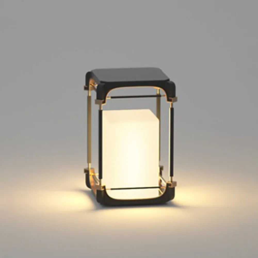 Kunuvil Simple Cube/Cuboid Outdoor Floor Lamp, Hardwired/Solar, Black