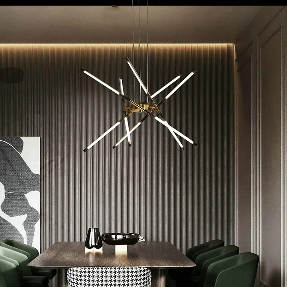Fonekul Pendant Light, Black/Gold, 6/8/10/12 Heads