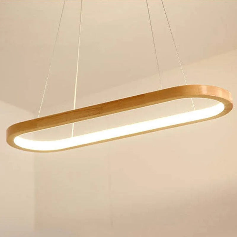 Lyraen Contemporary Oval Wooden Pendant Light-Neutral Decor