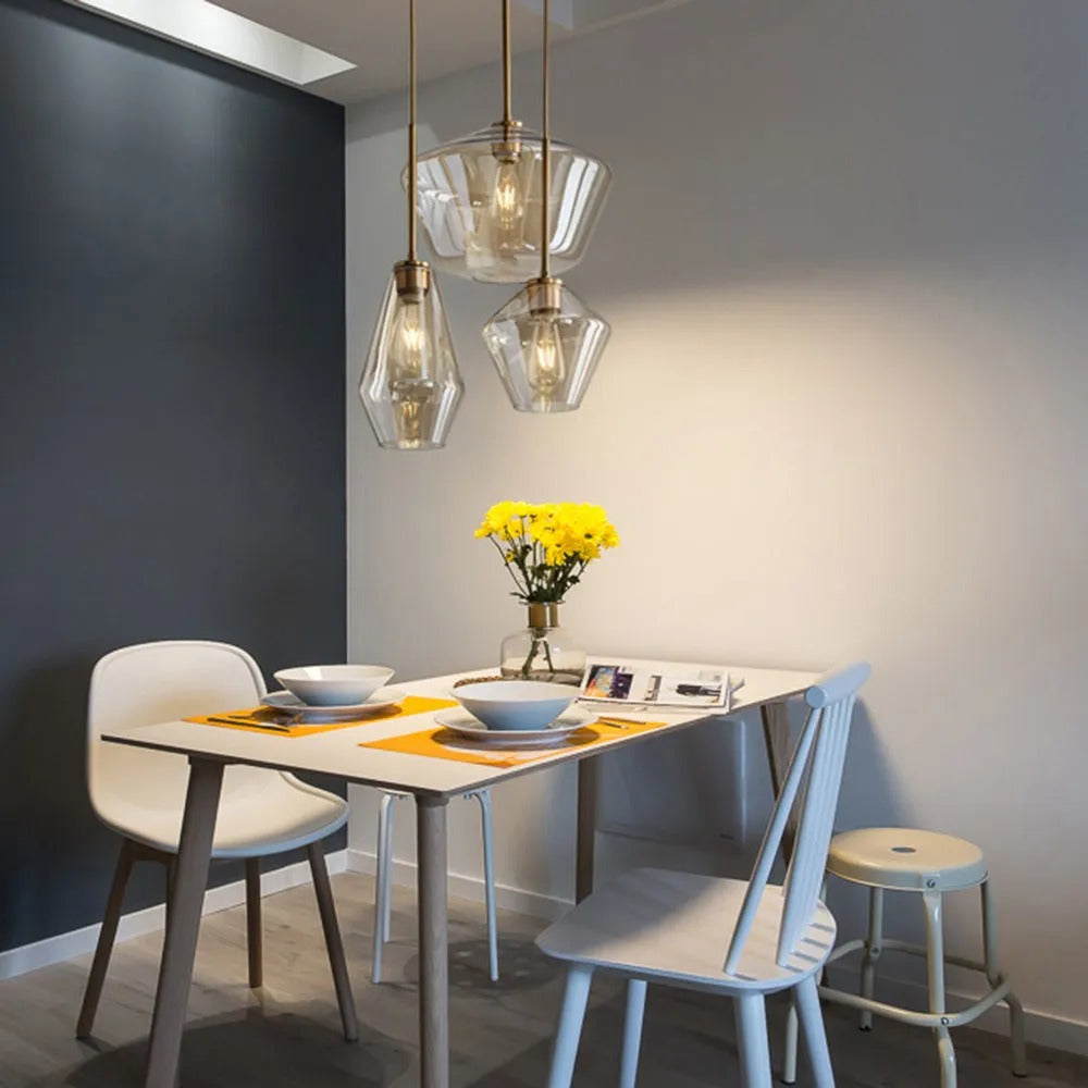 Virelo Pendant Light Glass Clear/Amber Diamond-Neutral Decor