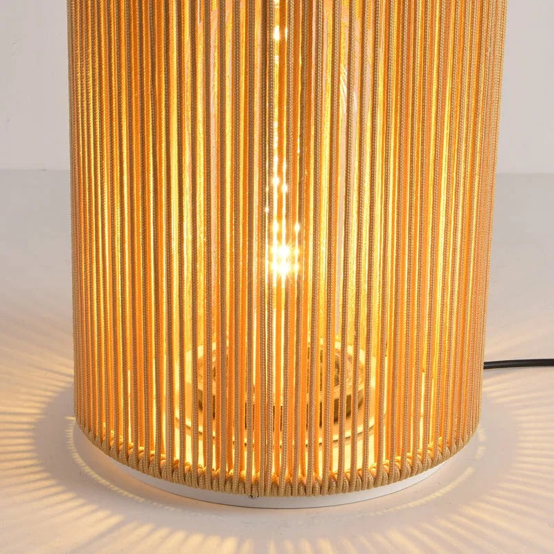 Kadatet Retro Metal/Rattan Floor Lamp, Hardwired/Solar/LED, Outdoor