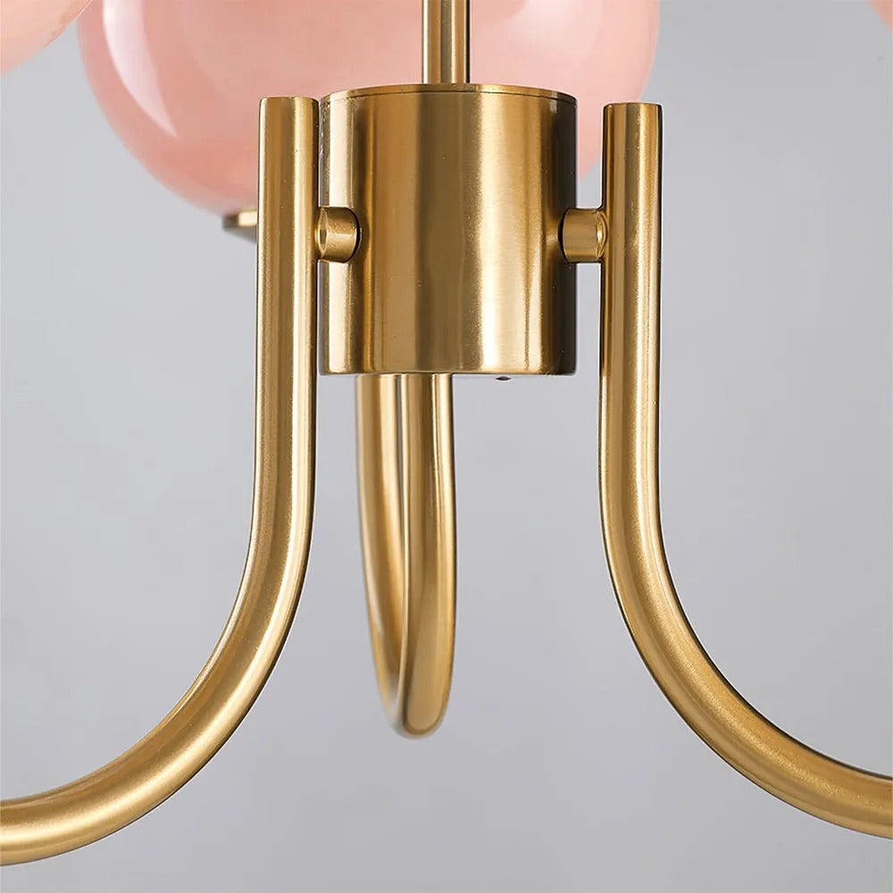 Zonepir Retro Art Deco Globe Chandelier, White/Pink/Beige