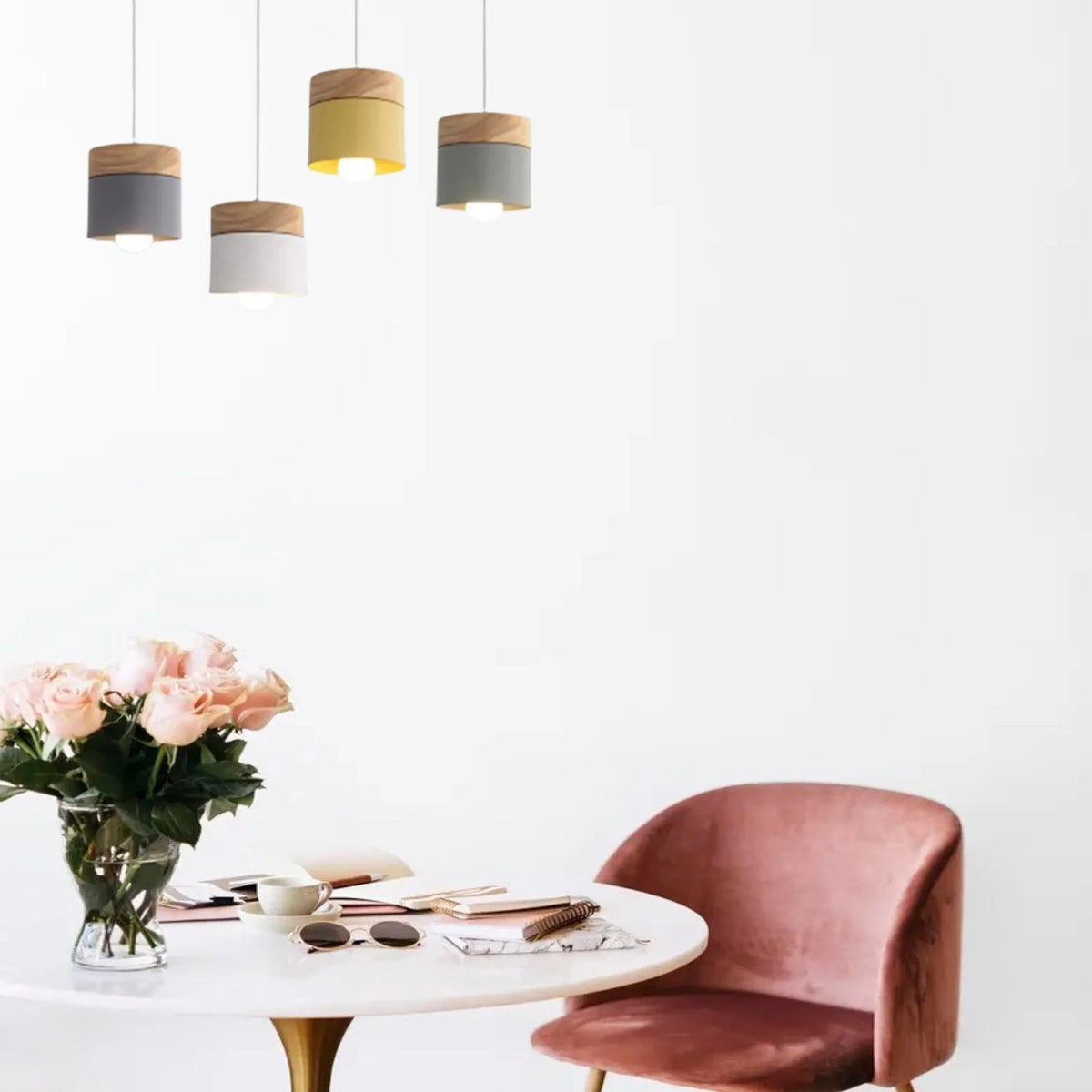 Moturos Modern Can Shape Metal/Wood Pendant Light