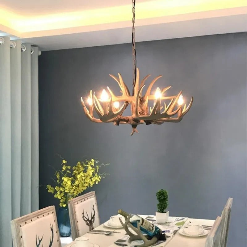 Epoch Retro Deer Horn Resin Chandelier Living Room