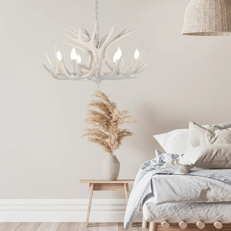 Epoch Retro Deer Horn Resin Chandelier Living Room