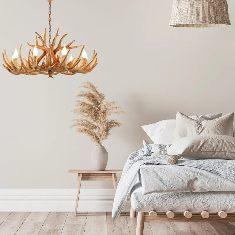 Epoch Retro Deer Horn Resin Chandelier Living Room
