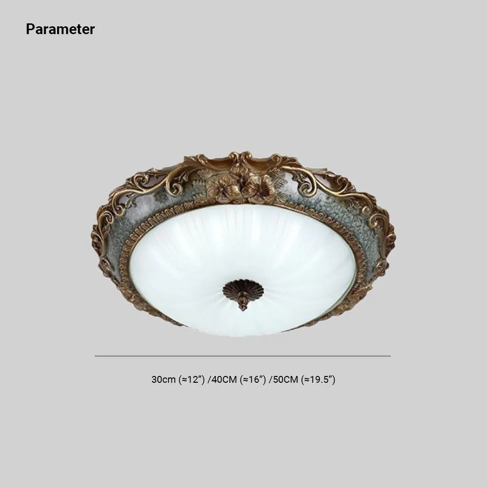 Midesas Flush Mount Ceiling Light, Brass/Resin