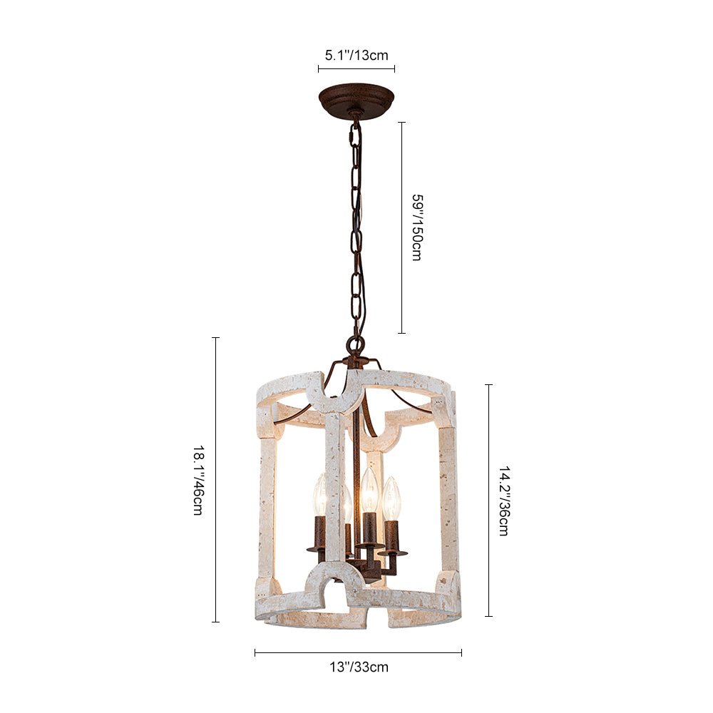 Noreli Farmhouse Wood Cylinder Pendant Light