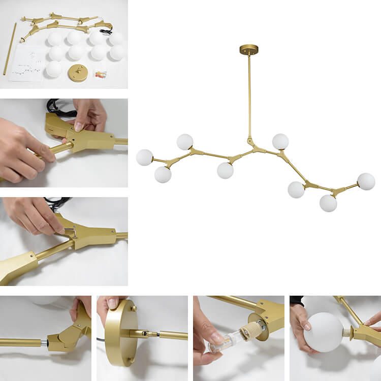 Nivero Linear Bubble Glass Chandelier