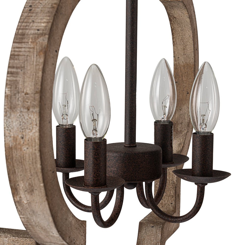 Alvuli Vintage Quatrefoil Wood Chandelier