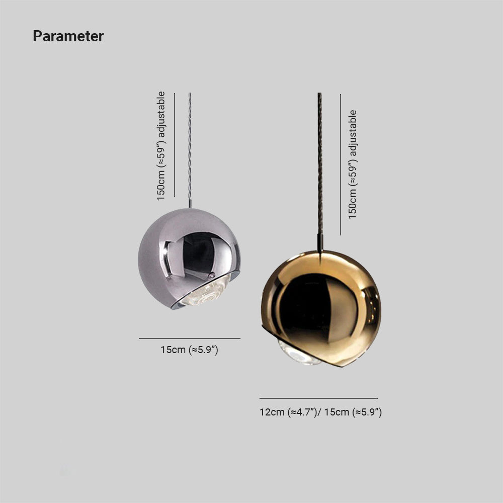 Zupesim Modern Lustrous Golden Metal Ball Pendant Light