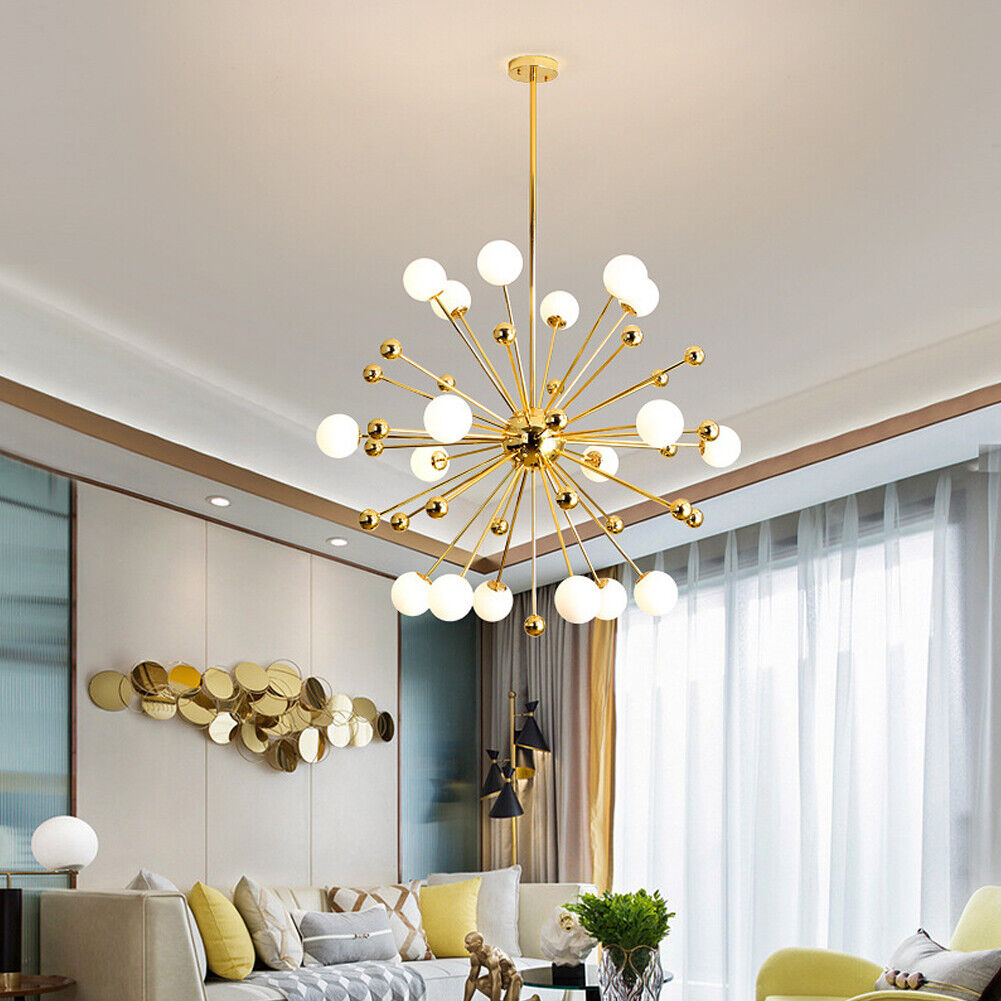 Kasivuro Nordic Firework LED Chandelier Golden Metal Living Room