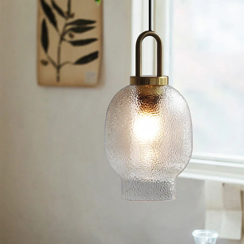 Hakogos Minimalist Blown Frosted Clear Glass Pendant Light