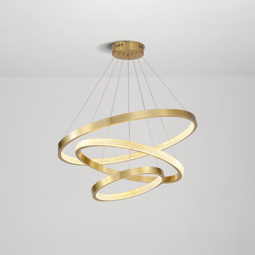 Seposik Modern Ring Metal/Arcylic LED Pendant Light, Black/Gold