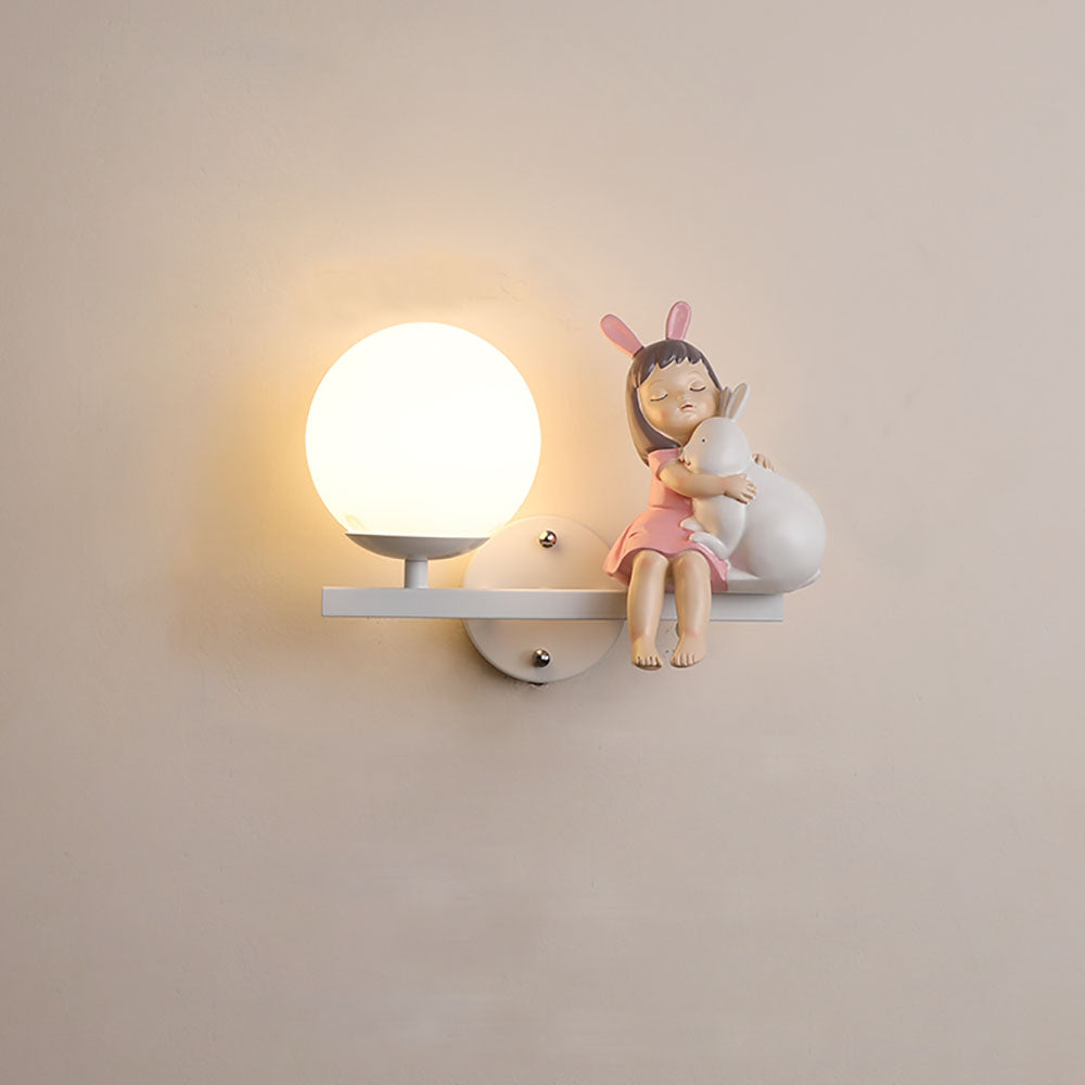 Daribos Modern Metal/Glass Wall lamp, White & Pink