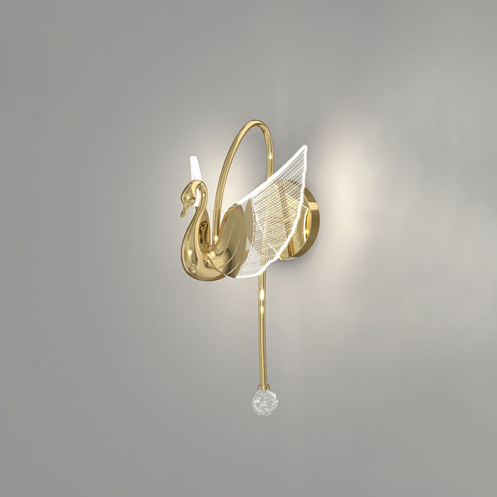 Duvebil Art Deco Swan /Metal Wall Lamp, Gold/Rose Gold
