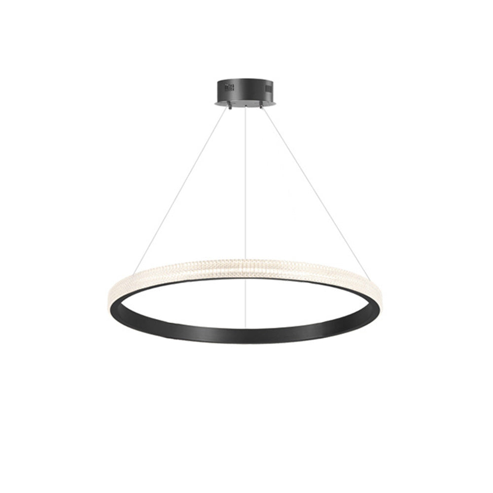 Seposik Modern Ring Metal/Arcylic LED Pendant Light, Black/Gold