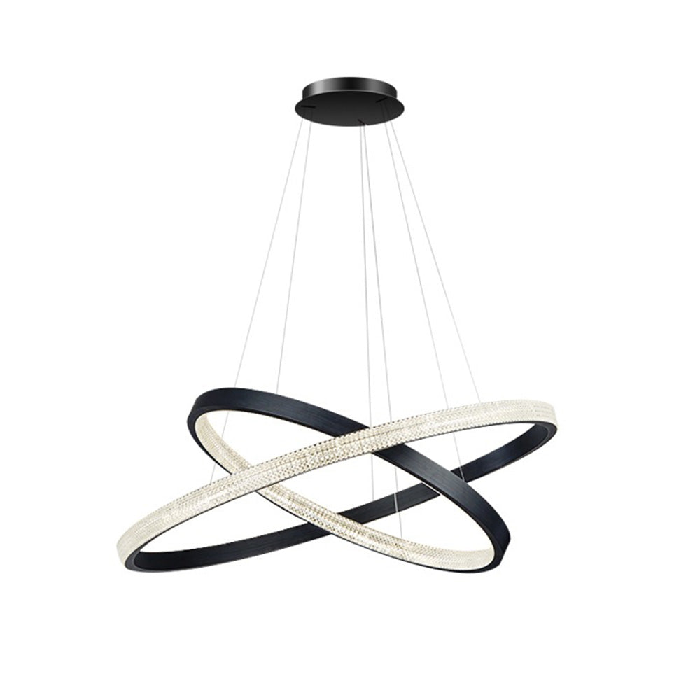 Seposik Modern Ring Metal/Arcylic LED Pendant Light, Black/Gold