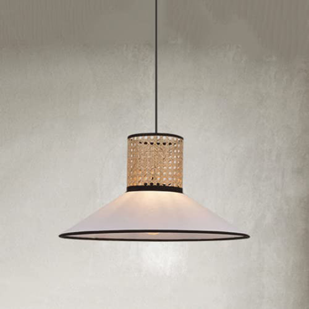 Cuninul Modern Rattan/FabricPendant Light, White