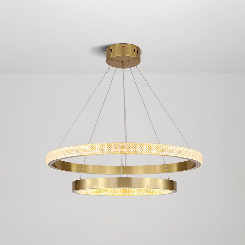 Seposik Modern Ring Metal/Arcylic LED Pendant Light, Black/Gold