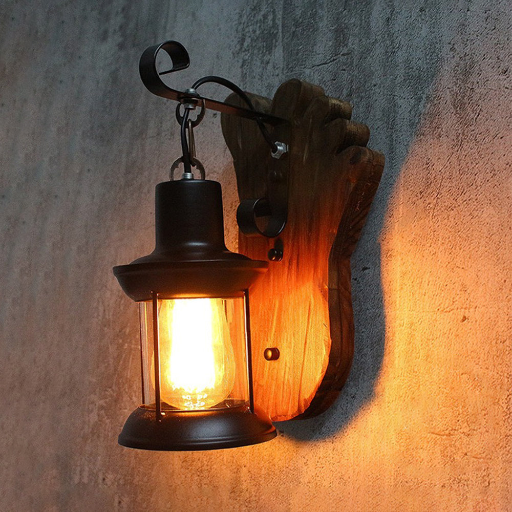 Nogulor Wall Lamp Foot Shape Vintage, Wood/Metal, Dining Room