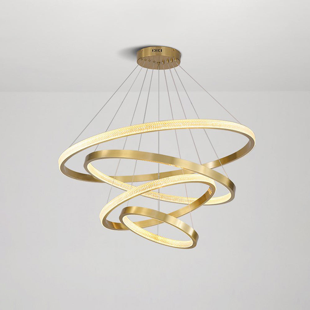 Seposik Modern Ring Metal/Arcylic LED Pendant Light, Black/Gold