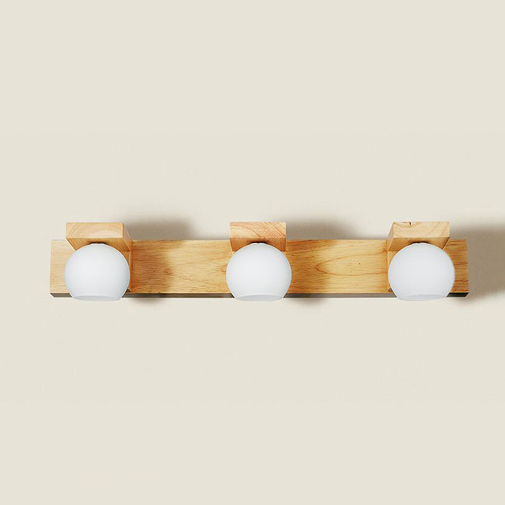 Filusar Wooden Ball Mirror Front Vanity Wall Lamp, Log Color