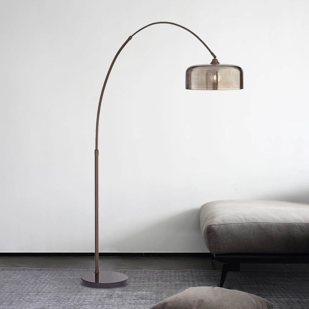 Hegelik Retro Brown Curved Floor Lamp, Metal