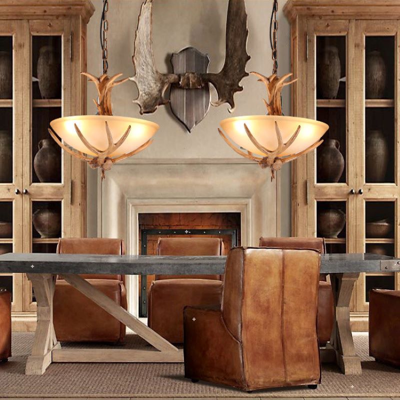Levularo Retro LED Pendant Light Wood Glass Dining Room/Living Room