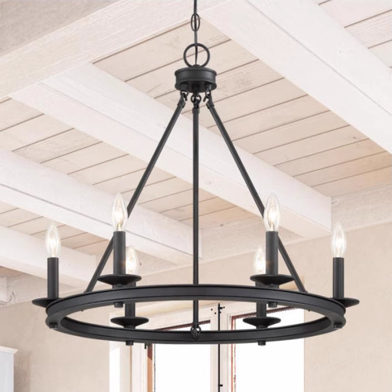 Josalur Modern Candles Chandelier Black Metal Living Room/Bedroom