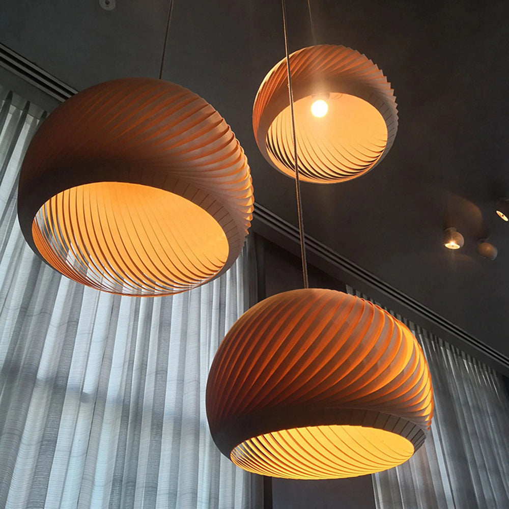 Hutomod Farmhouse Semi Metal Pendant Light, Brown/Wood