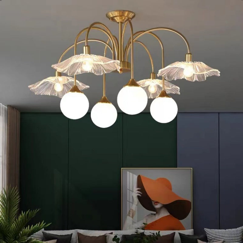 Lomokun Nordic LED Chandelier Gold Glass Living/Dining Room/Bedroom