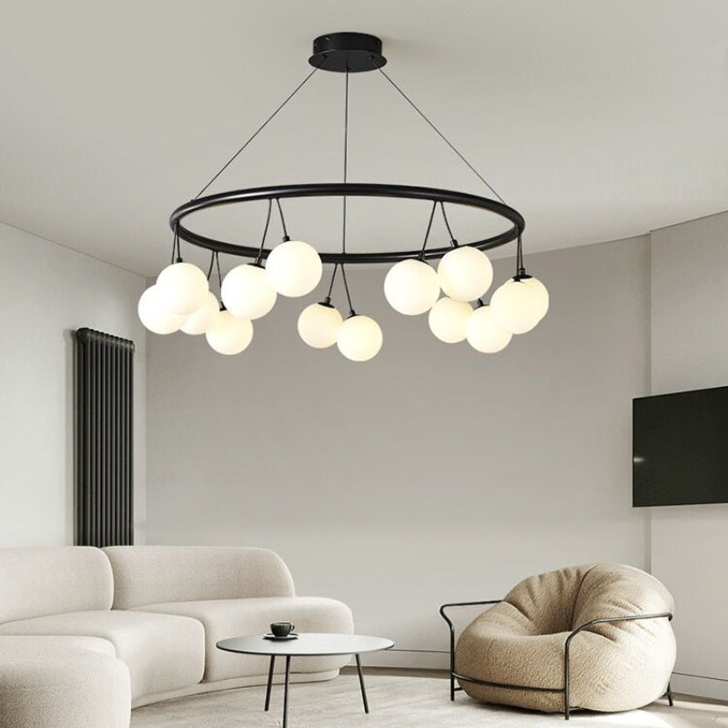 Damokuk Nordic LED Chandelier Black Metal/Glass Dining/Living Room/Bedroom