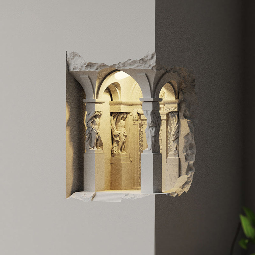 Natotuk Art Deco Flush LED Plaster Wall Lamp, White