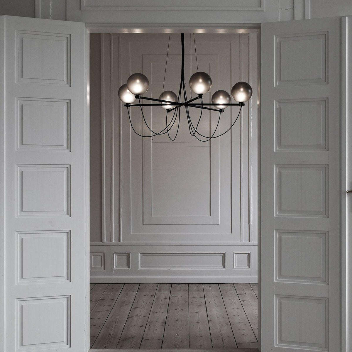 Makosed Nordic Modern Glass Ball Chandelier, Smoke Gray/Blue