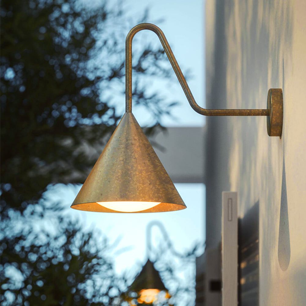 Kisumit Modern Minimalist Cone Metal Outdoor Waterproof Wall Lamp，Black/Gold