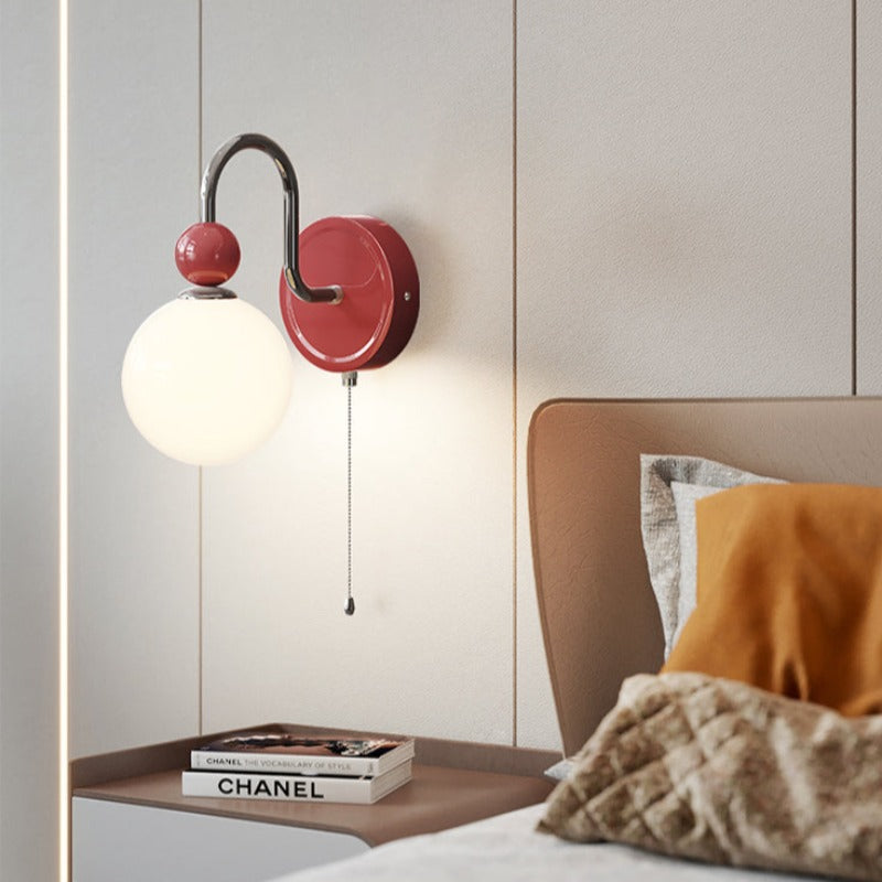 Murovud Modern LED Indoor Wall Lamp Red/Coffee Metal/Glass Bedroom