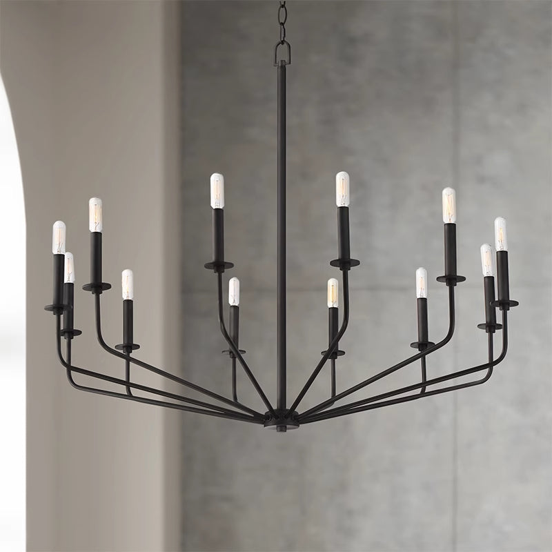 Jegenun Modern Industrial LED Chandelier Black Metal Living Room