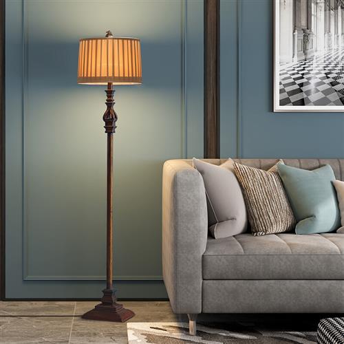 Saguber Vintage Resin/Fabric Standing Floor Lamp, Brown