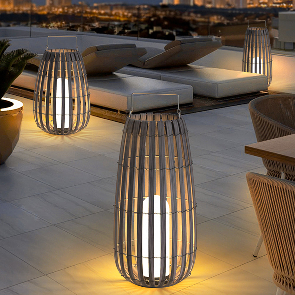 Nudasem Retro Lantern Solar/Rechargeable Outdoor Floor Lamp, Brown