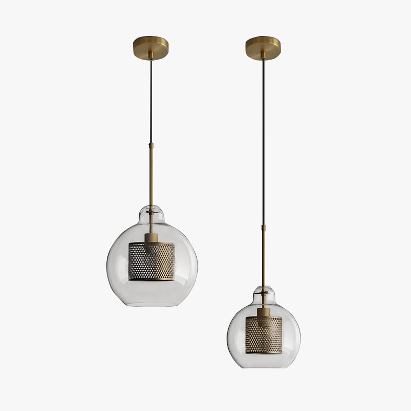 Nerel Contemporary Golden Pendant Light, Glass, Globe/Cylindric-Neutral Decor