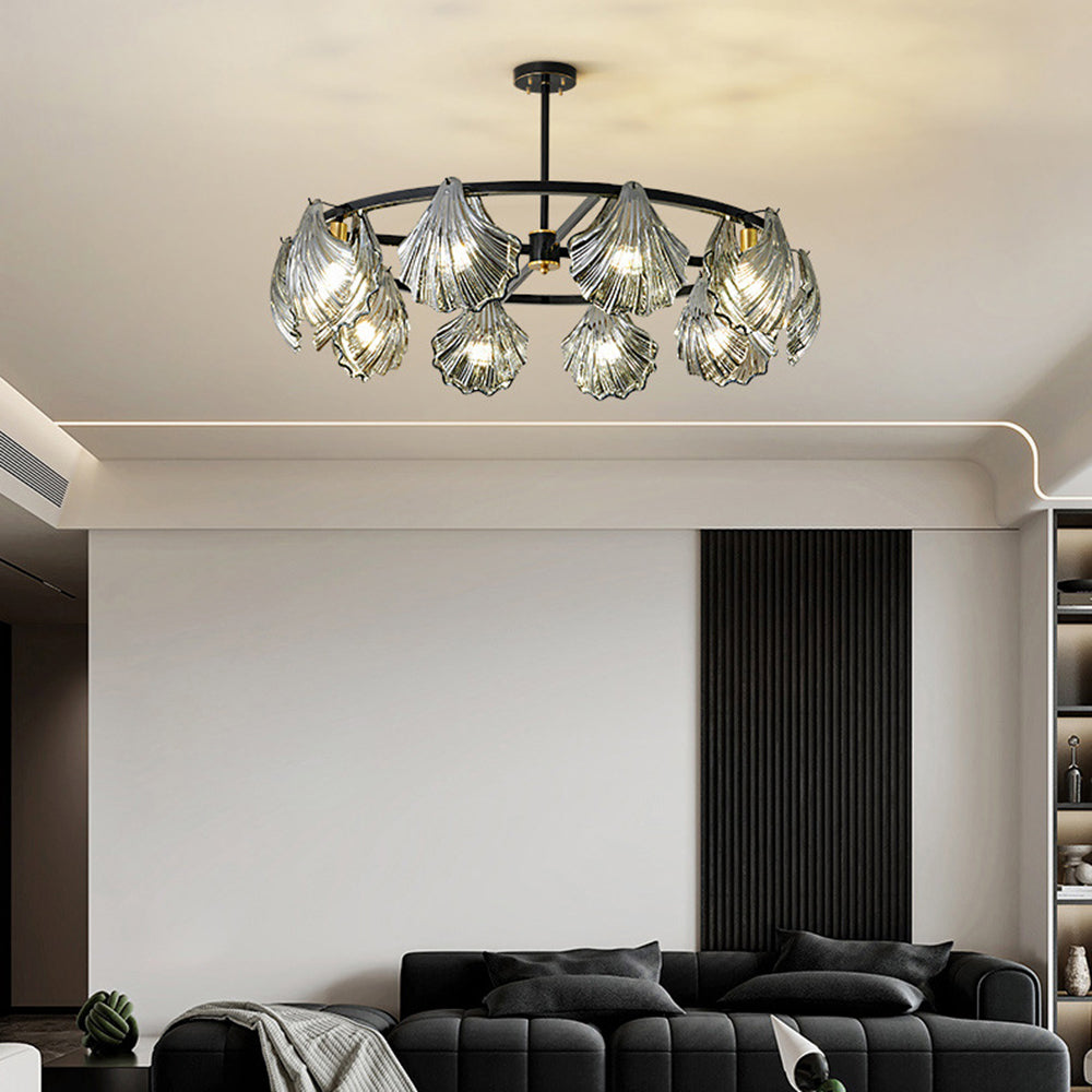 Vipulal Modern Annular Metal And Glass Pendant Light, Black/Gold