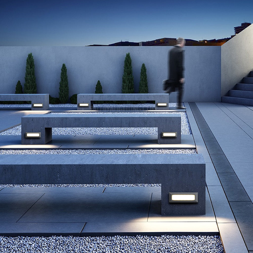 Vekutid Modern Metal Rectangular Outdoor Deck/Step Light, Black