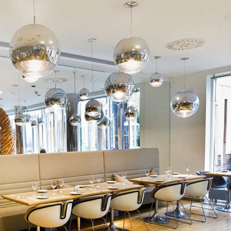 Telatuku Industrial Round Metal Glass Pendant Light Living Room