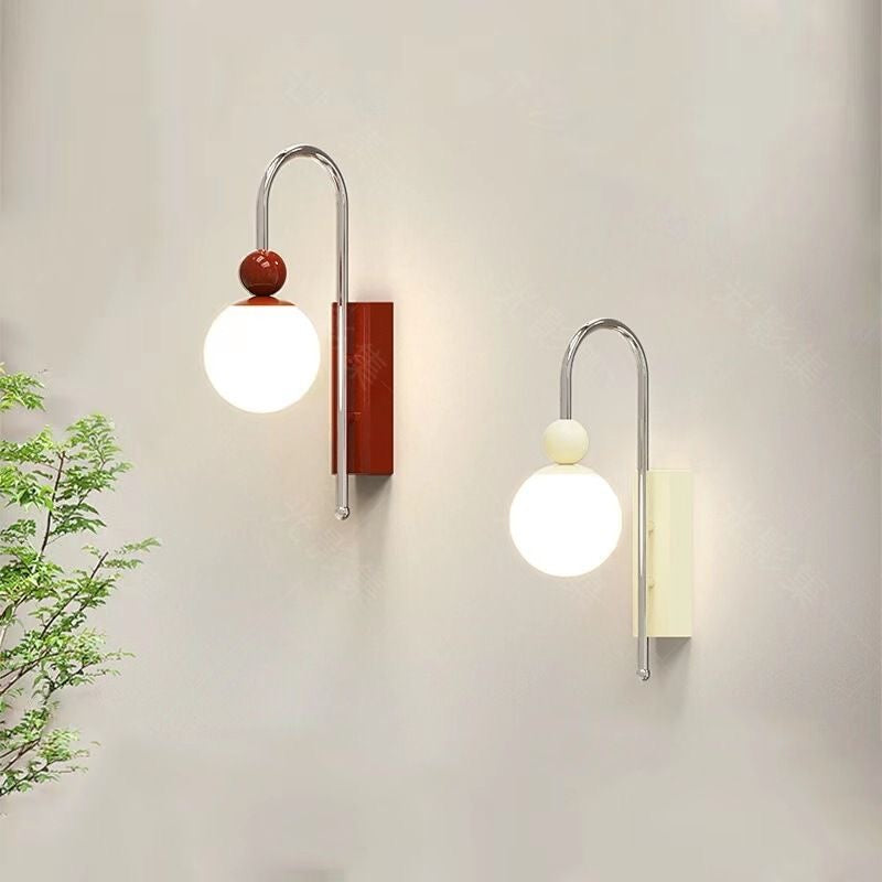 Murovud Modern LED Indoor Wall Lamp Red/Coffee Metal/Glass Bedroom